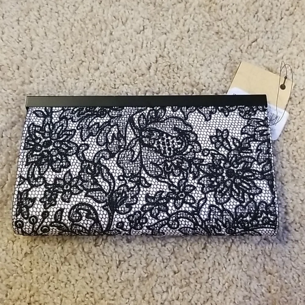 NWT! PATRICIA NASH White with black lace wallet